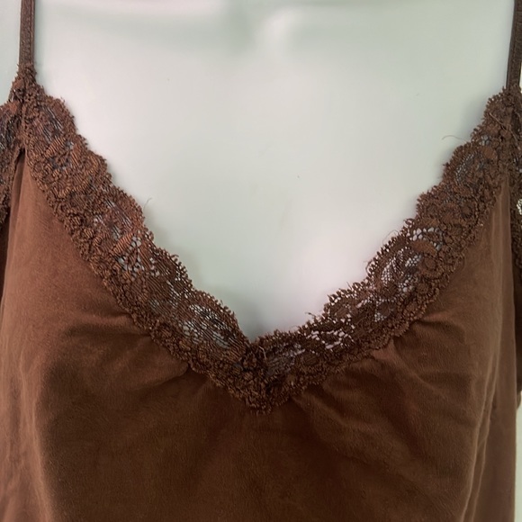 brown tank with lace deep vneck size Medium - Picture 4 of 16